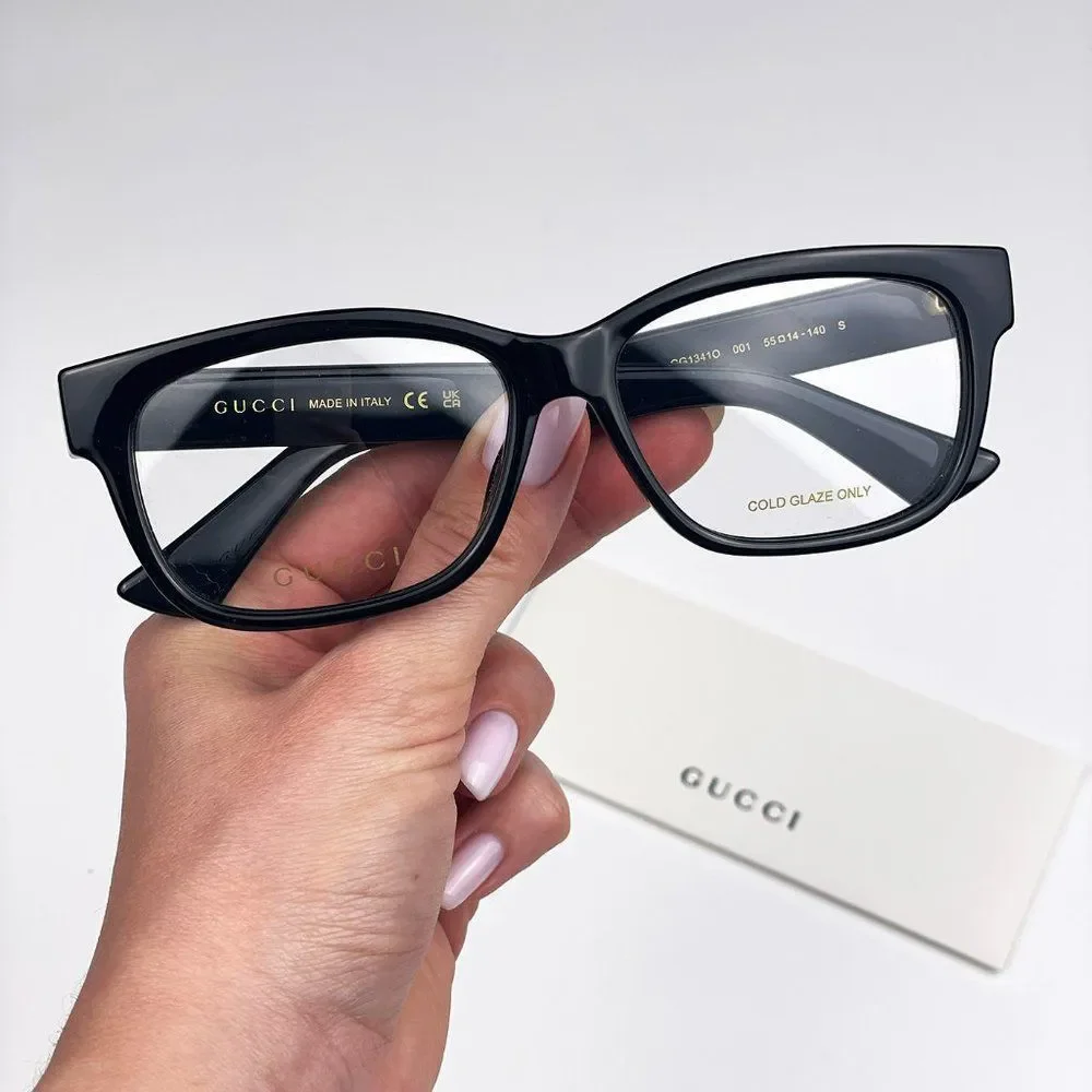 Gucci GG1341O 001 Eyeglasses Black Rectangle Women